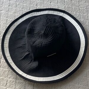 Ralph Lauren Black Wide Brim Hat with White Trim